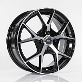Литой диск Megami MGM-18 6x15 4x100 ET 50 Dia 60.1 (чёрный глянцевый с полированной лицевой частью)